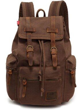 Mens Vintage Canvas Backpack Stylish Trendy Rucksack Knapsack Daily Use